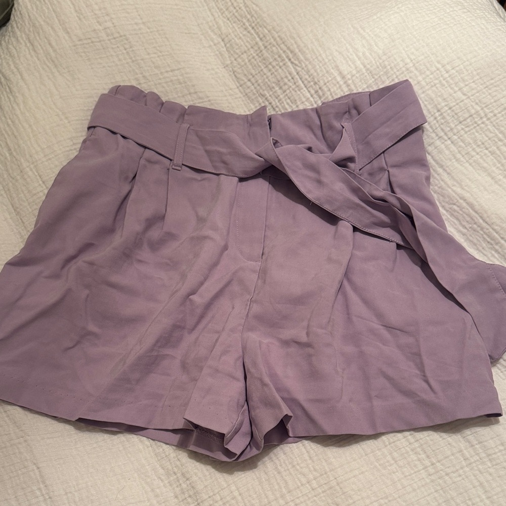 Dynamite Lavender High Waist Tie-Belt Paperbag Shorts